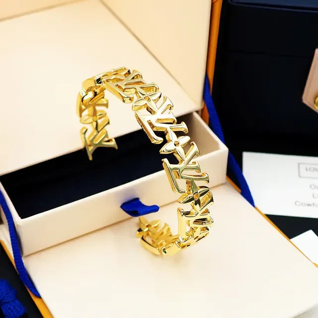 Louis Vuitton Monogram Cuff Gold-Tone Rigid Bracelet 6