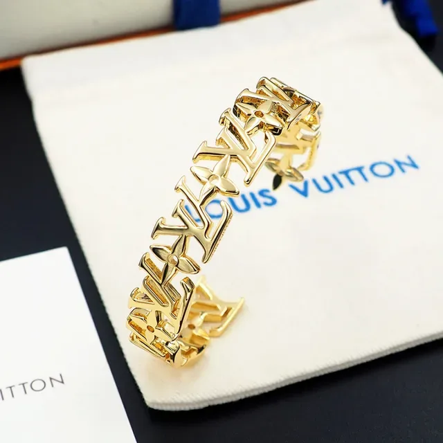 Louis Vuitton Monogram Cuff Gold-Tone Rigid Bracelet 8