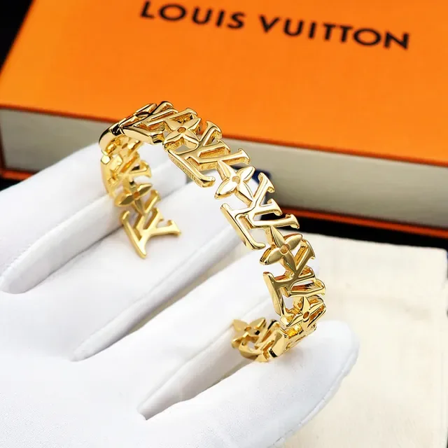 Louis Vuitton Monogram Cuff Gold-Tone Rigid Bracelet 10