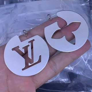 Louis Vuitton Monogram Disc Silver Cutout Earrings