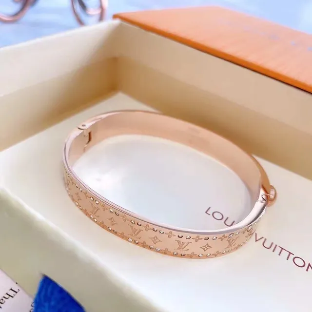 Louis Vuitton Monogram Empreinte Crystal-Embellished Hinged Bangle Bracelets 2