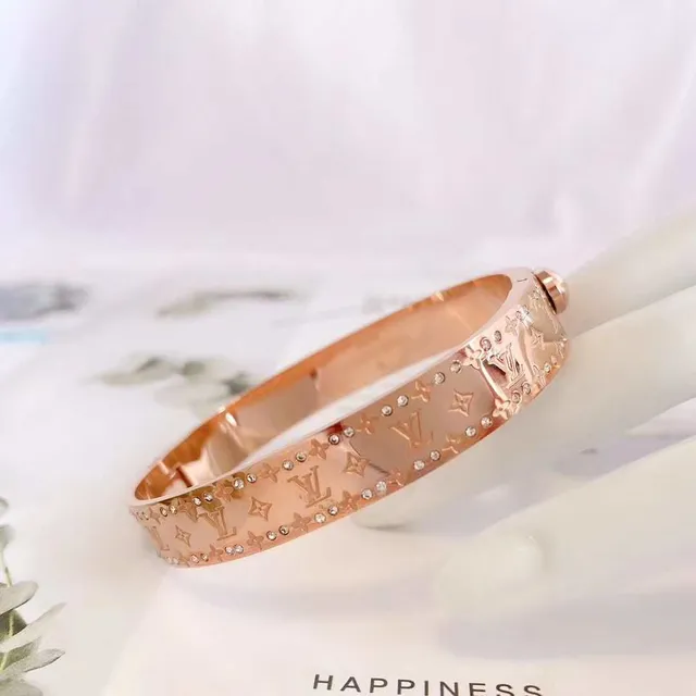 Louis Vuitton Monogram Empreinte Crystal-Embellished Hinged Bangle Bracelets 7