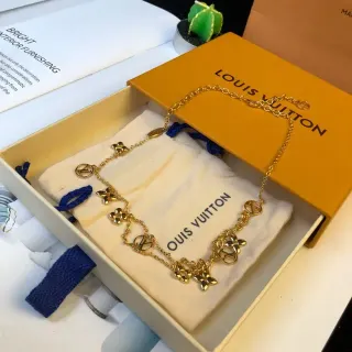 Louis Vuitton Monogram Flower Charm Gold-Tone Necklace