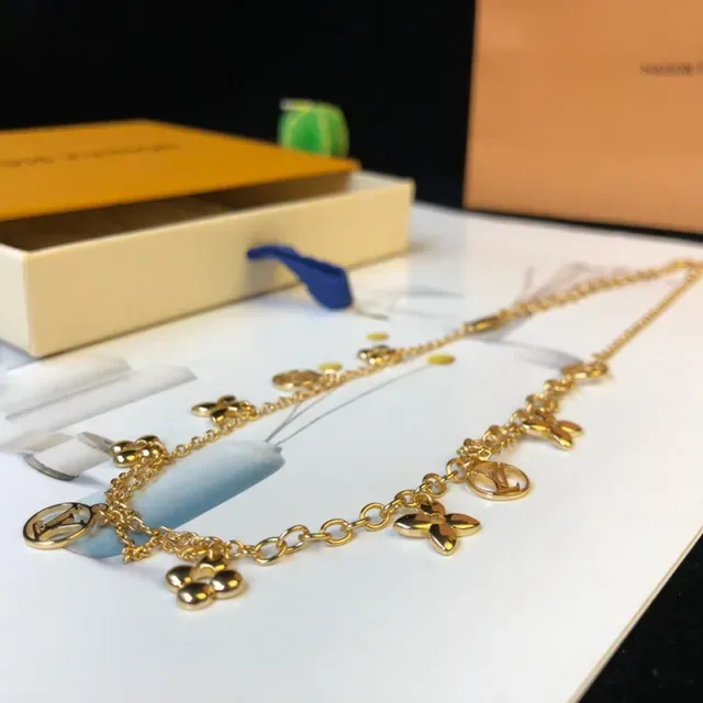 Louis Vuitton Monogram Flower Charm Gold-Tone Necklace 2