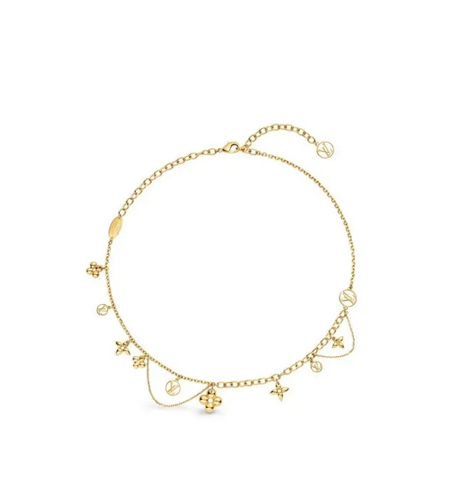 Louis Vuitton Monogram Flower Charm Gold-Tone Necklace 6