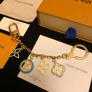 Louis Vuitton Monogram Flor Dorado Azul Metal Pulsera Multi-Charm