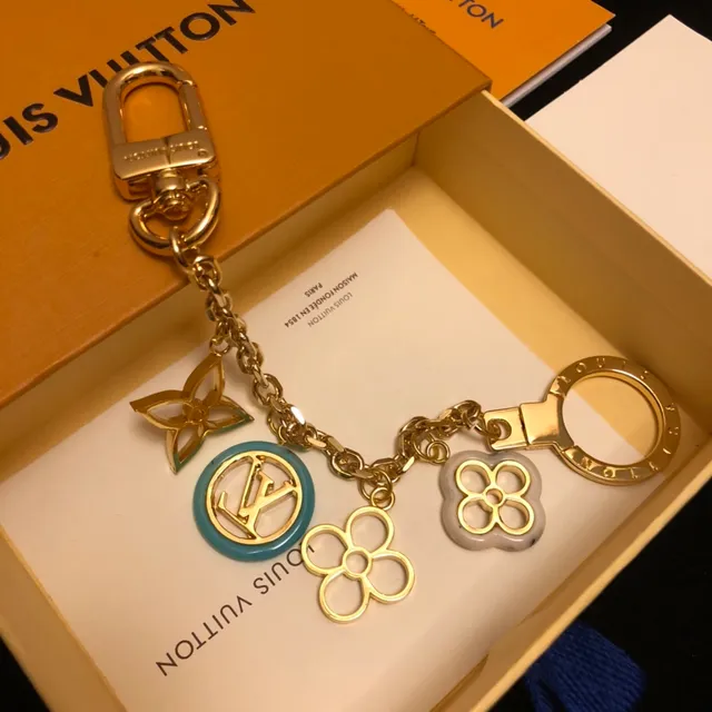 Louis Vuitton Monogram Flower Gold Blue Metal Multi-Charm Bracelet 4