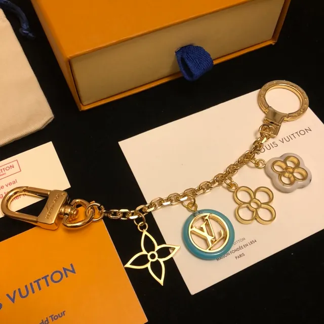 Louis Vuitton Monogram Flower Gold Blue Metal Multi-Charm Bracelet 5