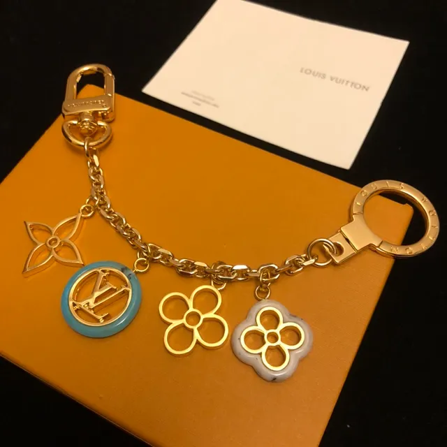Louis Vuitton Monogram Flower Gold Blue Metal Multi-Charm Bracelet 6