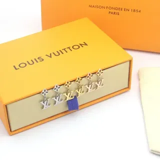 Louis Vuitton Monogram Flower Gold Silver Monogrammed Quatrefoil-Top Earrings