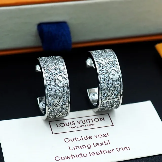 Louis Vuitton Monogram Flower Hoop Silver Transparent Pavé-Set Crystal Earrings 9