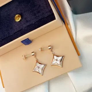 Louis Vuitton Monogram Flower Quatrefoil Enamel Earrings