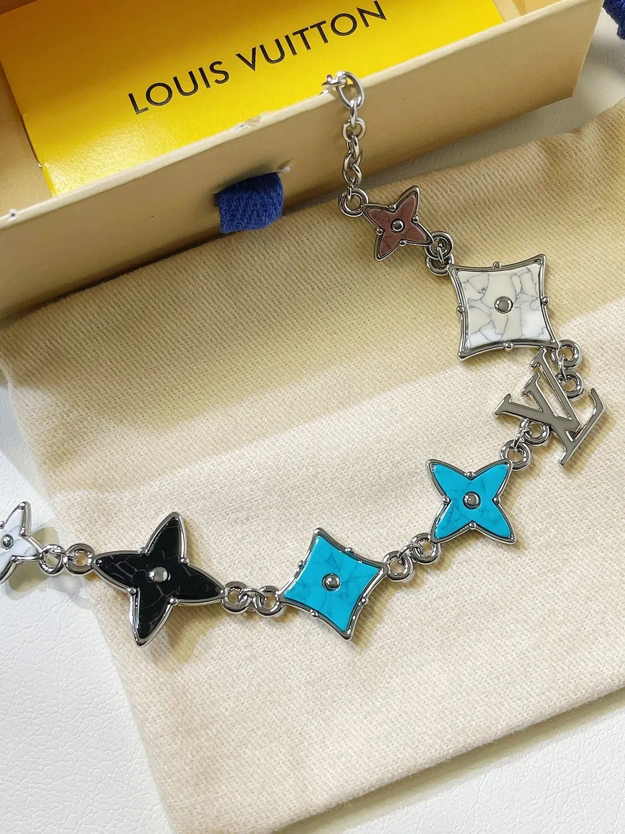 Louis Vuitton Monogram Flower Star Multicolor Enamel Charm Bracelet 1