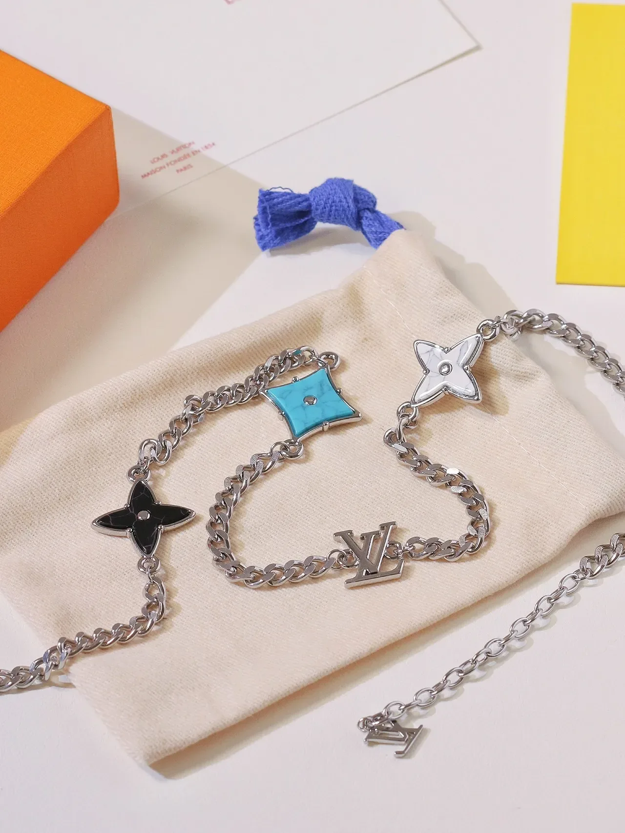 Louis Vuitton Monogram Flower Star Multicolor Enamel Charm Bracelet 3
