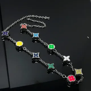 Louis Vuitton Monogram Flowers Multicolor Enamel Chain Necklace