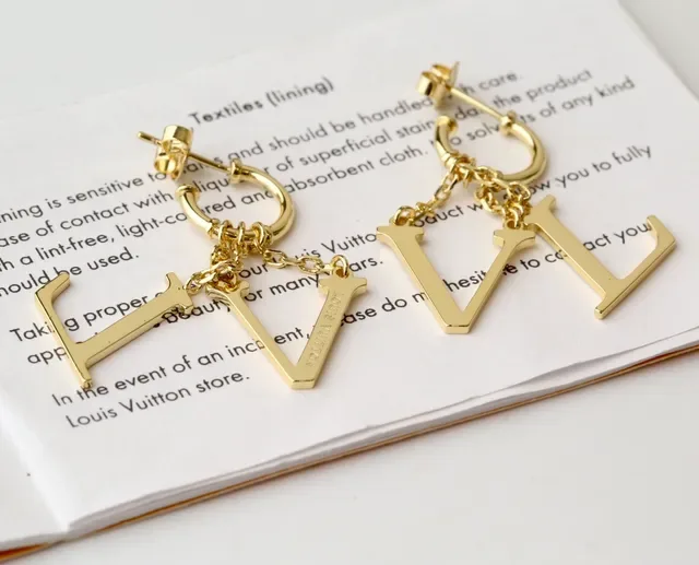 Louis Vuitton Monogram Gold Hoop Earrings 6