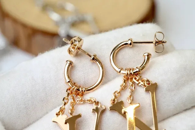 Louis Vuitton Monogram Gold Hoop Earrings 8