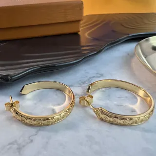 Louis Vuitton Monogram Hoop Gold Polished Earrings