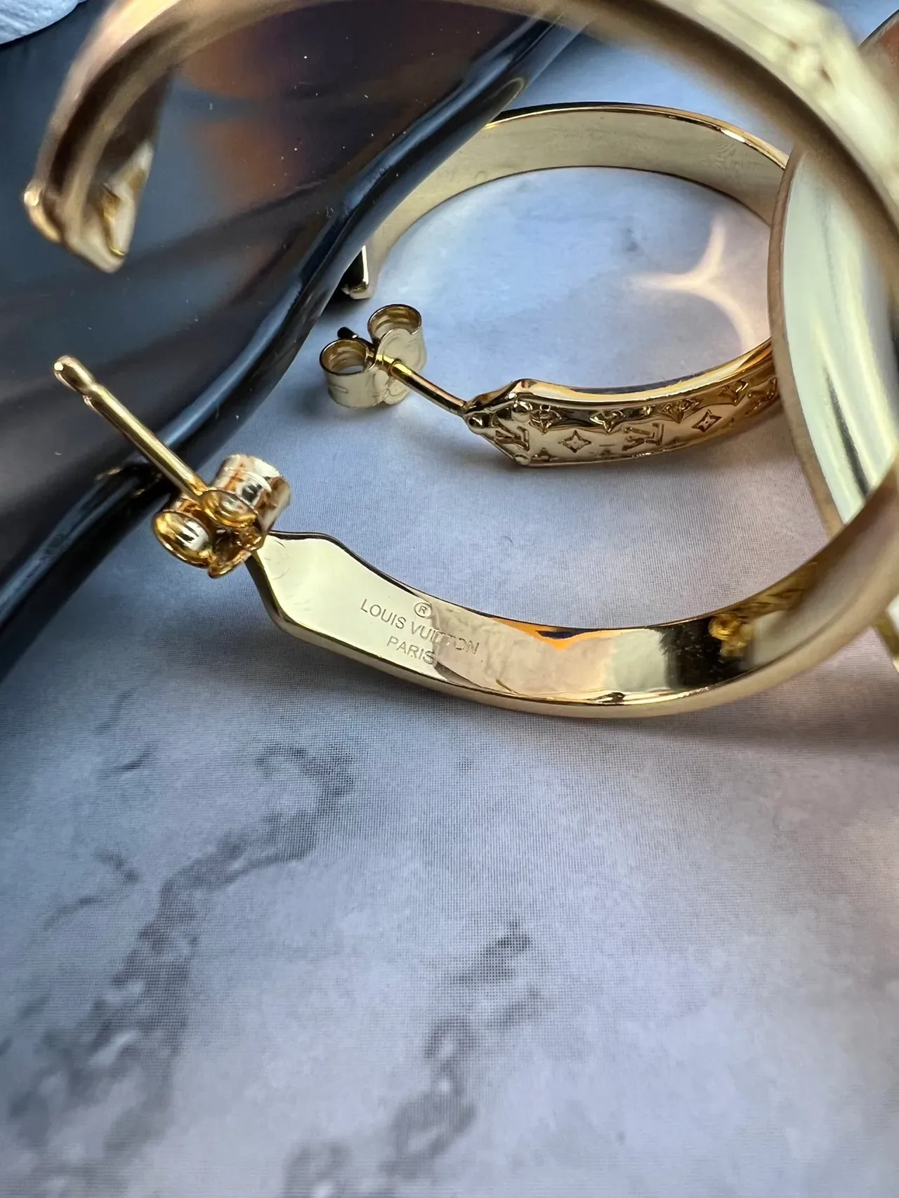 Louis Vuitton Monogram Hoop Gold Polished Earrings 2