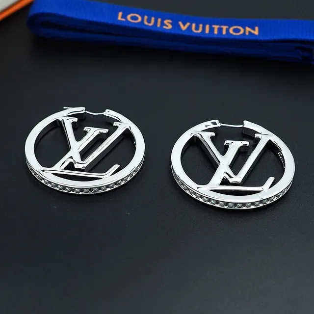 Louis Vuitton Monogram Hoop Gold White Circular Centerpiece Earrings 2