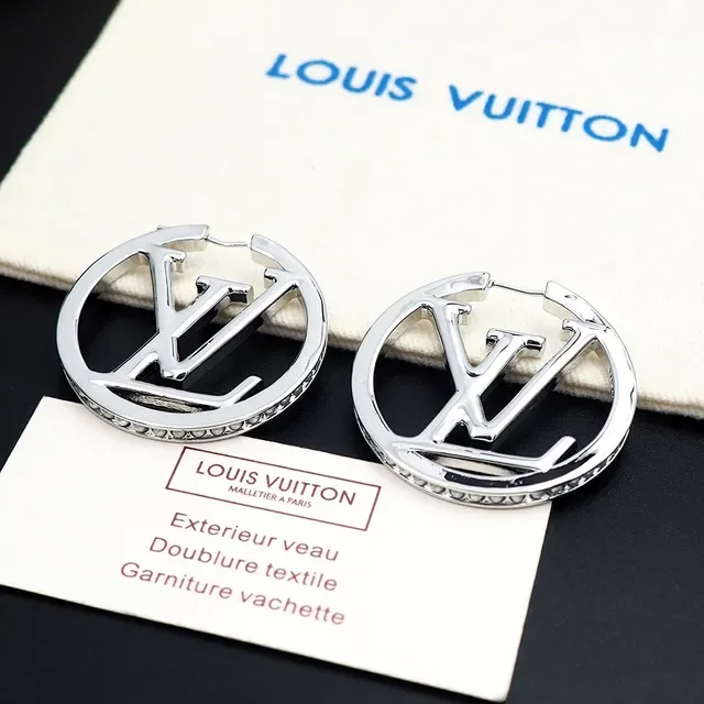 Louis Vuitton Monogram Hoop Gold White Circular Centerpiece Earrings 7