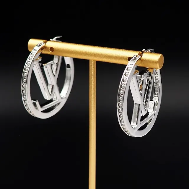 Louis Vuitton Monogram Hoop Gold White Circular Centerpiece Earrings 9