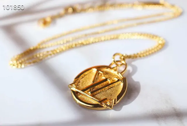 Louis Vuitton Monogram Jewelry Gold-Tone LV Pendant Necklace 4