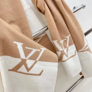لويس فيتون Monogram Knit Scarf بيج أبيض محبوك كشمير شال