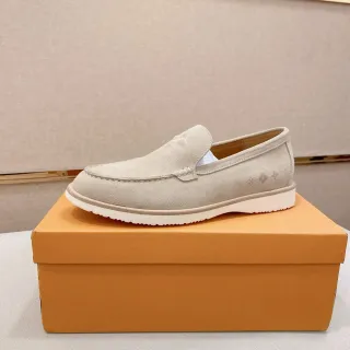 Louis Vuitton Monogram Loafer Beige White Suede Upper Motif Detail Loafer