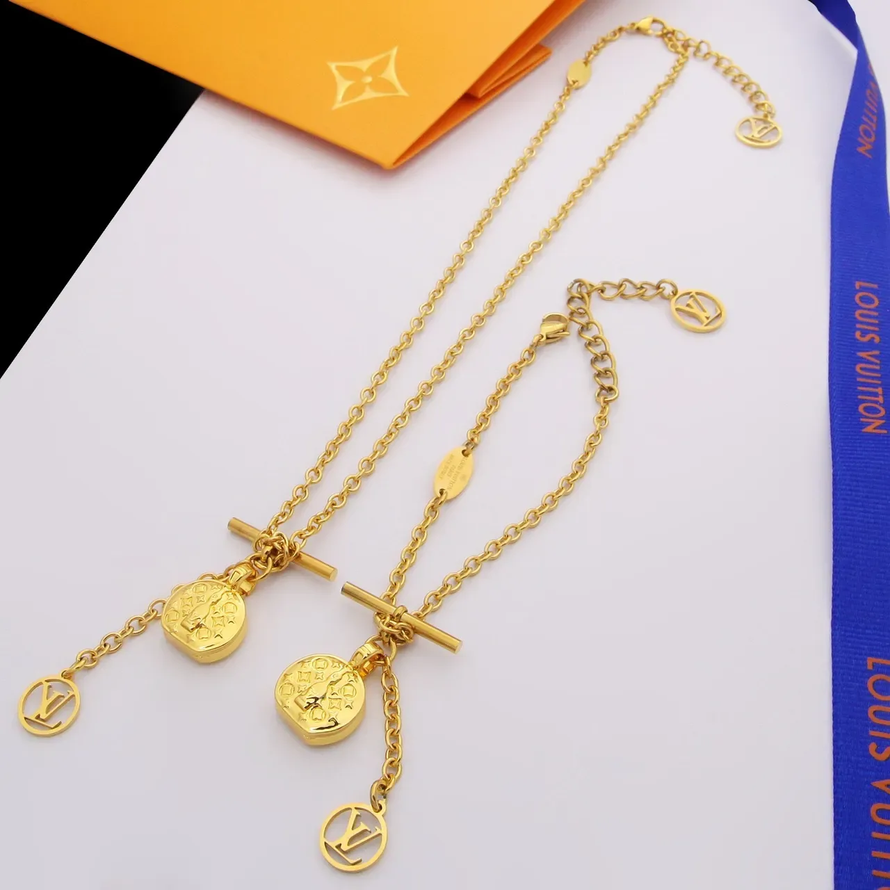 Louis Vuitton Monogram Medallion Gold Chain Toggle Clasp Necklace 2