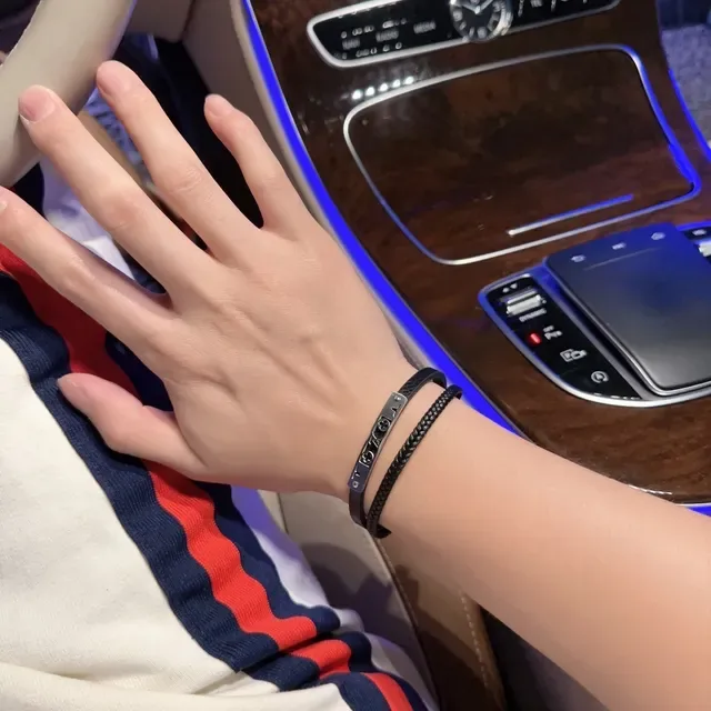 Louis Vuitton Monogram Plaque Braided Leather Bracelet 7