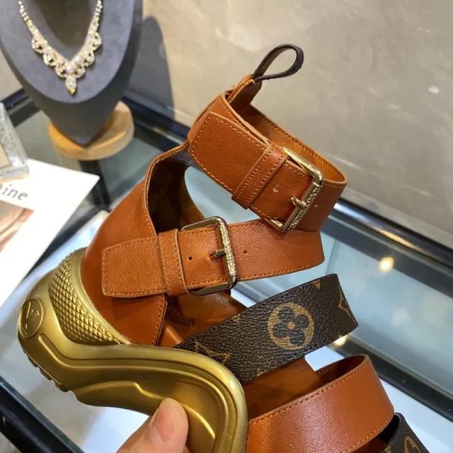 Louis Vuitton Monogram Platform Gladiator Sandals 5