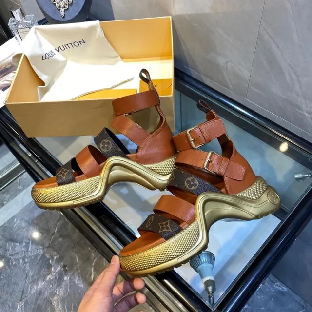 Louis Vuitton Monogram Platform Gladiator Sandals 7