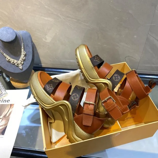 Louis Vuitton Monogram Platform Gladiator Sandals 8