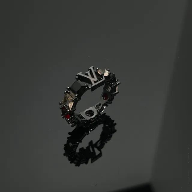 Louis Vuitton Monogram Ring Black Transparent Multi-Stone Ring 3