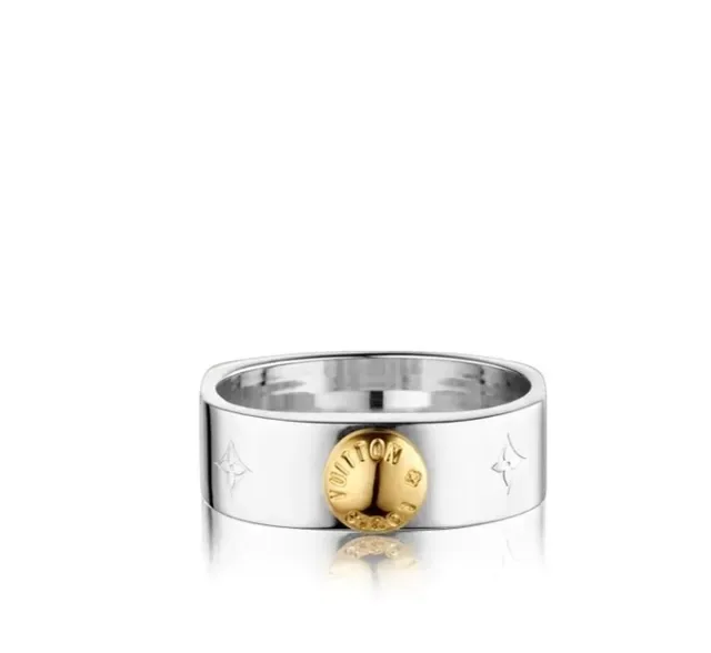 Louis Vuitton Monogram Sphere Gold Silver Band Spherical Cabochon Centerpiece Ring 2