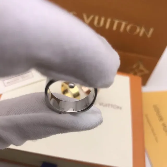 Louis Vuitton Monogram Sphere Gold Silver Band Spherical Cabochon Centerpiece Ring 9
