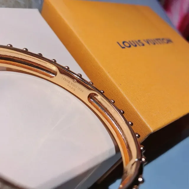 Louis Vuitton Monogram Stud Gold-Tone Studded Bangle Bracelet 2