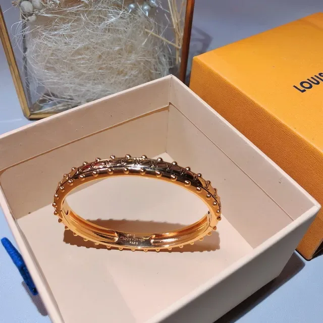 Louis Vuitton Monogram Stud Gold-Tone Studded Bangle Bracelet 5