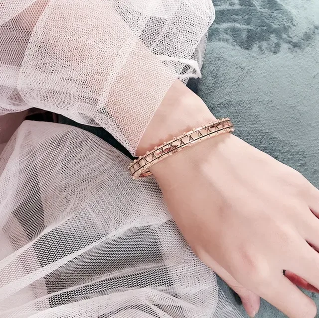 Louis Vuitton Monogram Stud Gold-Tone Studded Bangle Bracelet 7