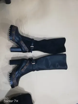Louis Vuitton Monogram Trim Buckle Strap Knee Boots 3