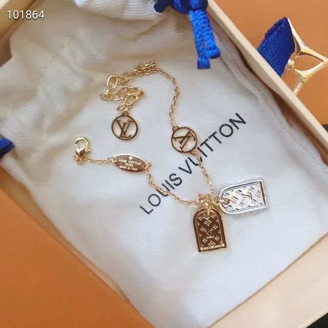 Louis Vuitton Multi-Charm Bracelet Gold Brown Chain Bracelet 3