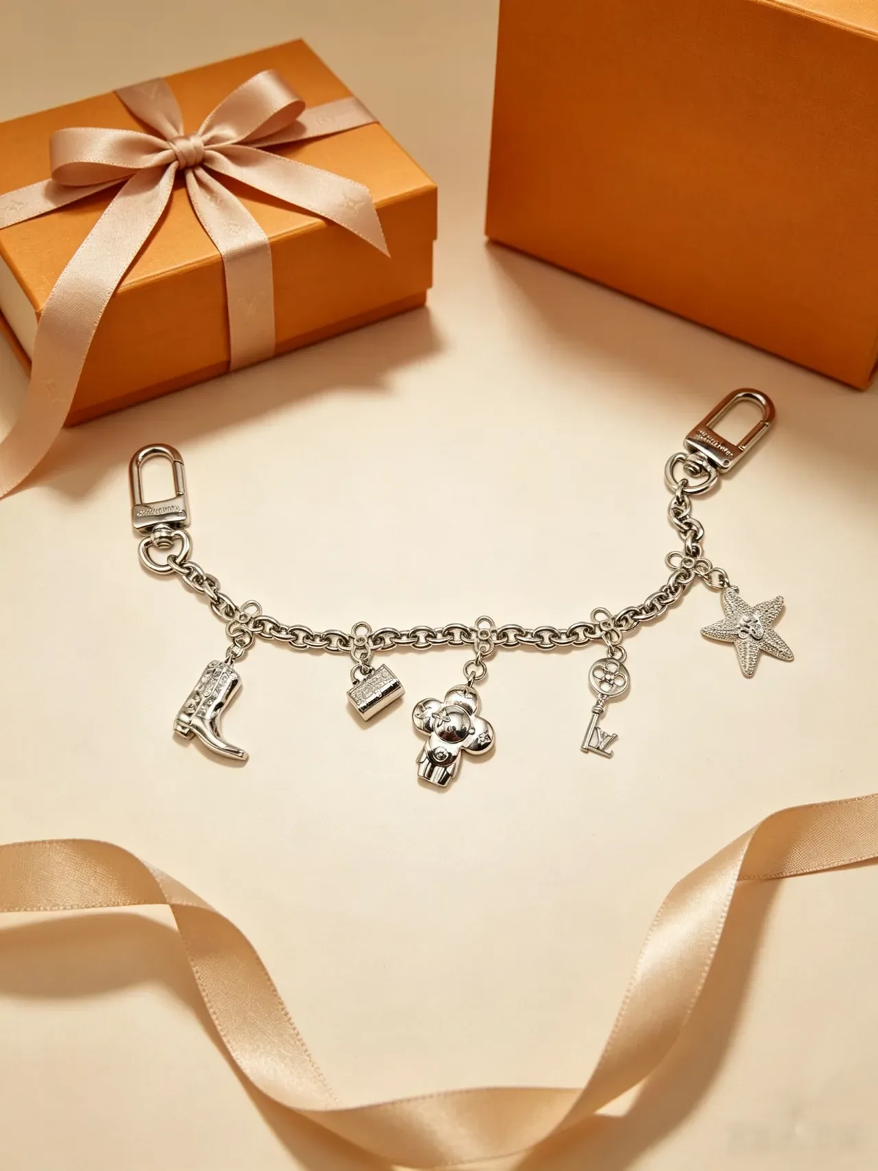 Louis Vuitton Multi-Charm Chain Gold Silver Metal Bracelet 2