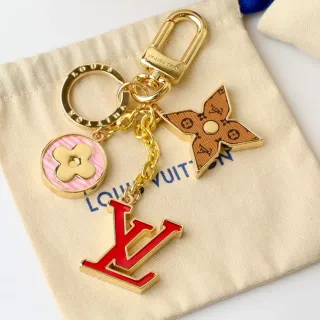 Louis Vuitton Multi-Charm Keychain Gold Red Metal Enamel Charms Handbag
