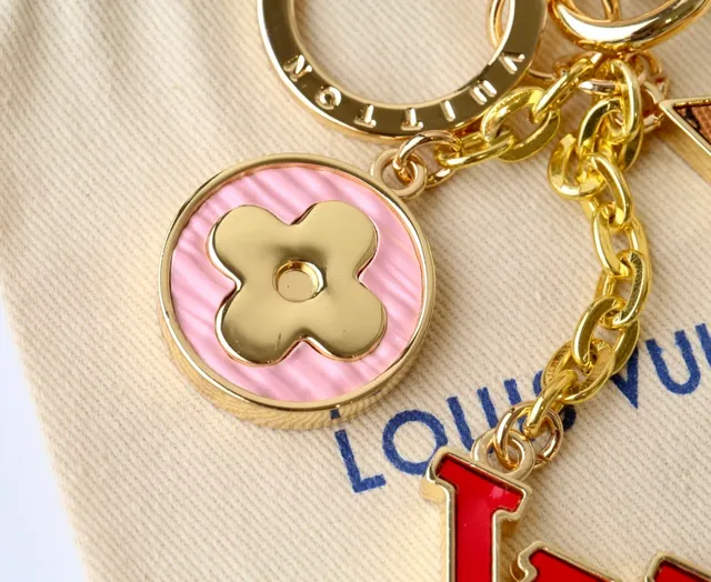 Louis Vuitton Multi-Charm Keychain Gold Red Metal Enamel Charms Handbag 5