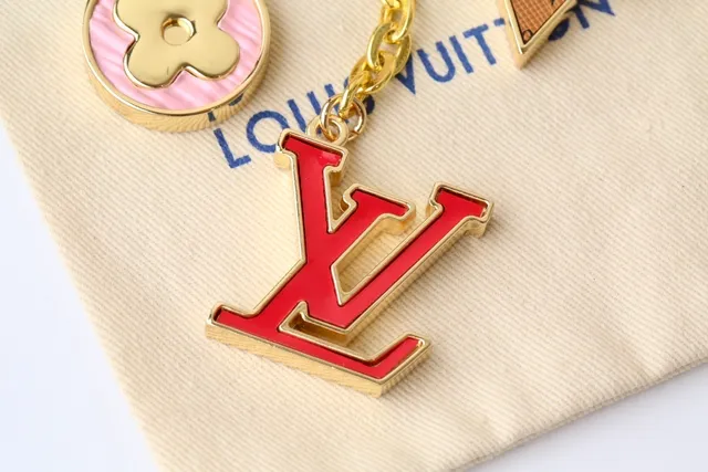 Louis Vuitton Multi-Charm Keychain Gold Red Metal Enamel Charms Handbag 6