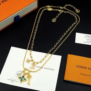 Louis Vuitton Multi-Charm Layered Gold-Tone Necklace