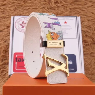 Louis Vuitton Multicolor Cartoon Print Off-White Leather Belt