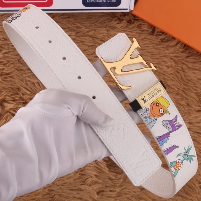 Louis Vuitton Multicolor Cartoon Print Off-White Leather Belt 7