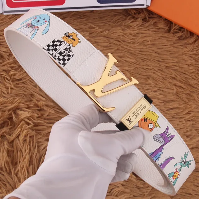 Louis Vuitton Multicolor Cartoon Print Off-White Leather Belt 9